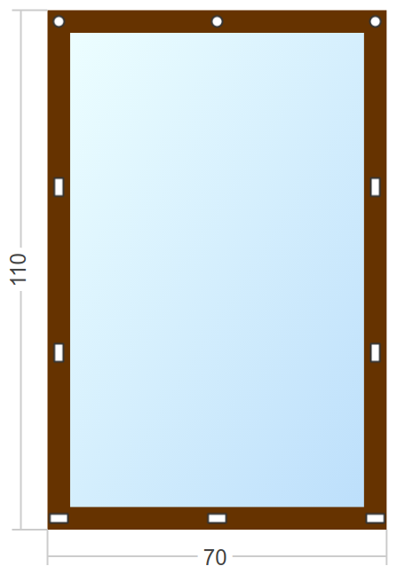 Мягкое окно Софтокна 70х110 см съемное, Скоба-ремешок, Прозрачная пленка 0,7мм, Коричневая окантовка, Комплект для установки - фотография № 3