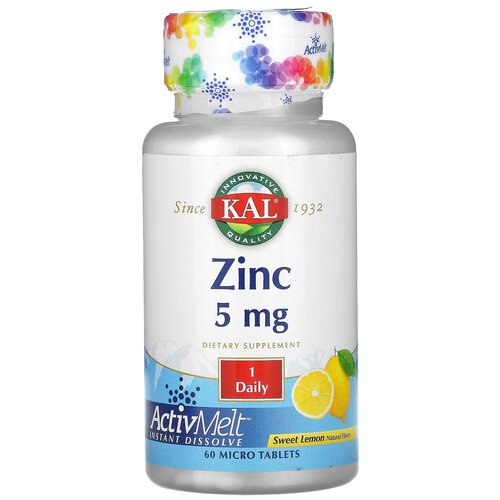 Таблетки растворимые KAL Zinc ActivMelt, 40 г, 5 мг, 60 шт.
