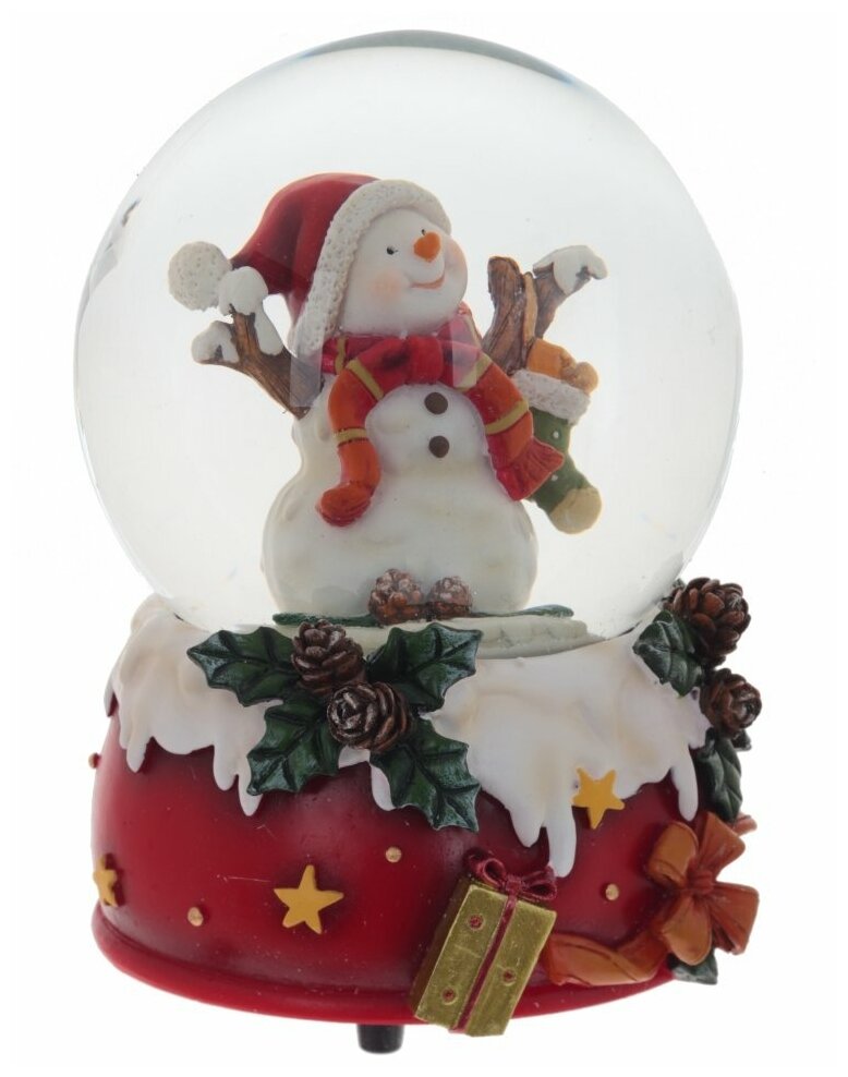 Снежный шар Снеговик с музыкой, 10*10*14,5 см KSM-764068