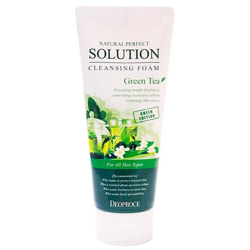 фото Deoproce пенка для умывания с экстрактом зеленого чая Natural Perfect Solution, 170 г