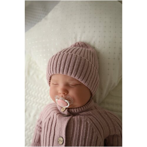 Шапка Эскимо, размер 0-6 мес, пыльная роза младенец девочка малыш для новорожденных удобные больничные шапки с бантом теплая шапка бини для от 0 до 3 месяцев 8 цветов
