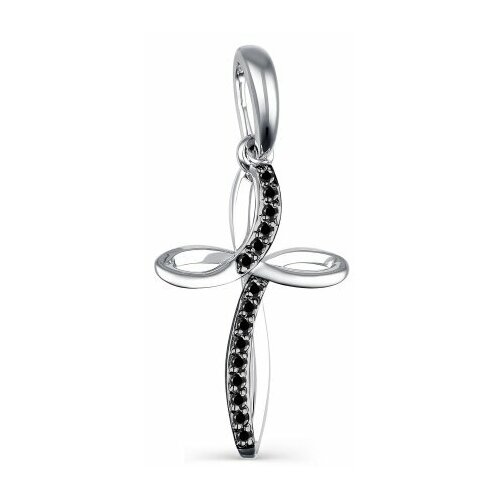 фото Подвеска из белого золота алькор 3758-213 с чёрным бриллиантом diamant-online