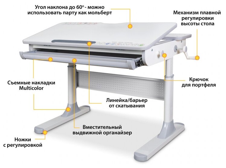 Комплект Mealux Edmonton Multicolor Lite + ErgoKids Jasper Duo Multicolor (Y-106 G), (стол+кресло), серый - фотография № 4