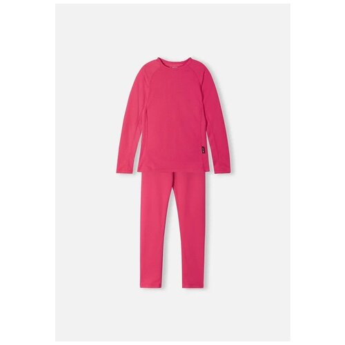 фото Комплект одежды reima детский, легинсы и футболка, повседневный стиль, без карманов, без капюшона, быстросохнущий, пояс на резинке, размер 90, розовый