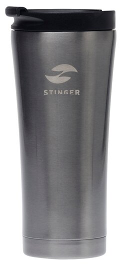 Термокружка Stinger, 0,45 л, сталь/пластик, черный глянцевый, 6,6х20 см