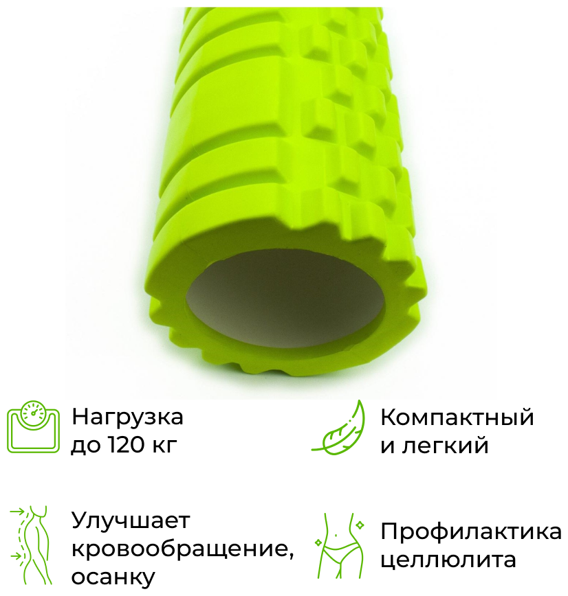 Валик массажный для спины, на шею 30х8 см Зеленый / Спорт ролики для фитнеса и йоги мфр - фотография № 2