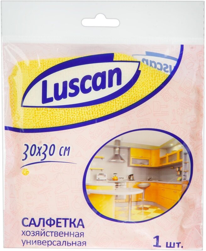 фото Салфетка хозяйственная Luscan из микрофибры универ 200г/м2 30х30см желтая 1612796 3030X200X1Y