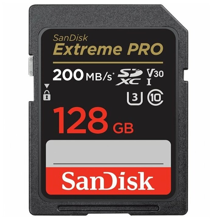 Карта памяти SanDisk Extreme PRO SDXC 128 ГБ 200MB/s UHS-I, V30, U3