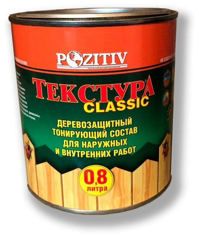 Пропитка для дерева POZITIV "текстура CLASSIС" дуб банка 0,8л (Россия)