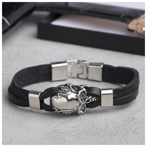 фото Браслет, эмаль, размер 22 см, черный, серебряный нет бренда