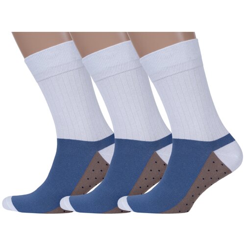 Комплект из 3 пар мужских носков MoscowSocksClub nm-520, бело-джинсовые, размер 25 (38-40)