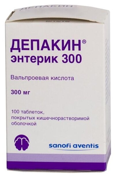Депакин энтерик таб. п/о кш/раств., 300 мг, 100 шт.