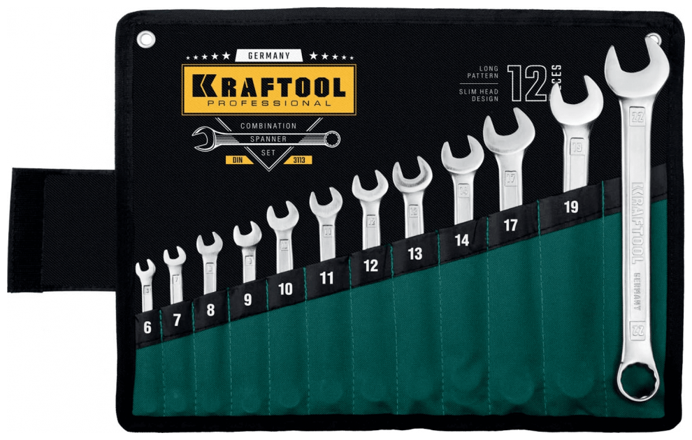 Набор комбинированных гаечных ключей KRAFTOOL 12 шт 6 - 22 мм 27079-H12