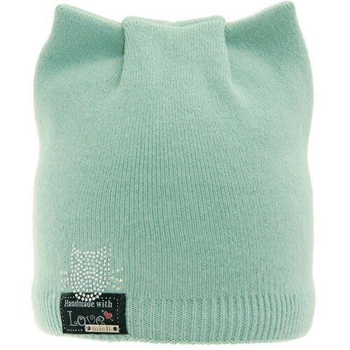 шапка для девочки двухслойная цвет мятный единорог размер 54 58 Шапка mialt, размер 52-54, зеленый