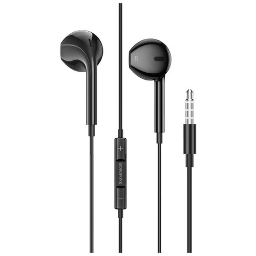 Наушники вкладыши AUX разъём с МК и рег громкости длина 12м Borofone BM80 Black 23100₽