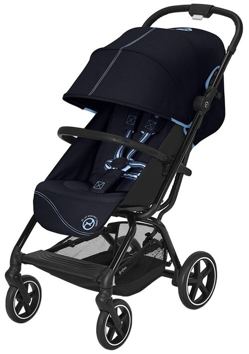 Cybex Eezy S+ 2 BLK Ocean Blue с дождевиком и бампером