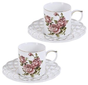 Фото Best Home Porcelain Кофейный набор "Рубиновые розы" 4 предмета, 175 мл (подарочная упаковка)