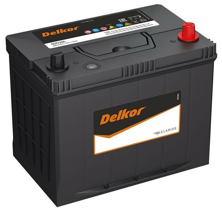 Аккумулятор Delkor 75Ач обратная полярность 80D26L