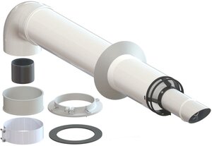 Комплект коаксиальный 60х100-750 антиобледенительный с хомутом, фланцем и втулкой, серия Премиум / Коаксиальный дымоход