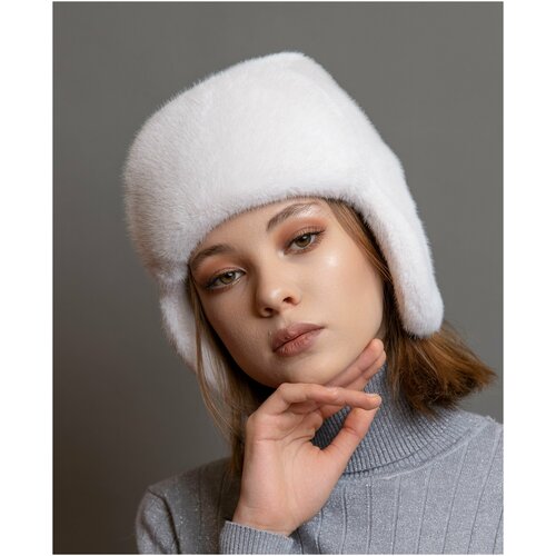 фото Шапка ушанка , демисезон/зима, утепленная, размер 54-55, белый нет бренда