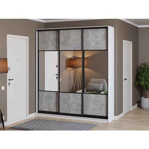 Шкаф купе для одежды Матэрна лофт белый бетон серый комбинированный 200х45х240 см 46190₽