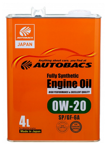 Синтетическое моторное масло Autobacs Fully Synthetic 0W-20 SP/GF-6A, 4 л, 3.9 кг, 1 шт