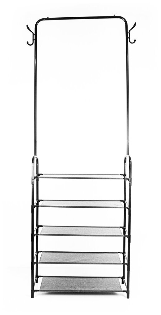 Вешалка напольная (5 полок, черная, 163х25х60 см с колёсиками) Hans&Helma органайзер для вещей стеллаж / этажерка - фотография № 1