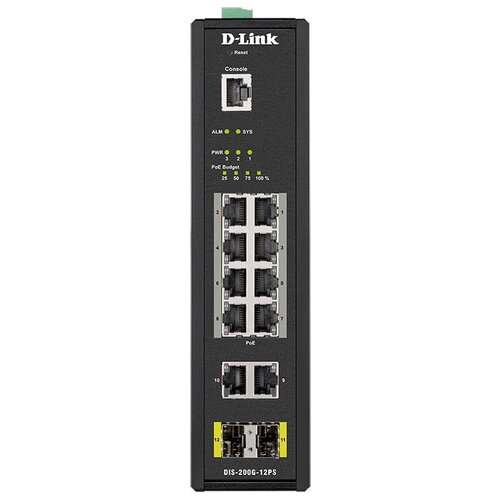 Коммутатор D-Link DIS-200G-12PSA 10x1Гбитс 2SFP 8PoE 240W управляемый 97020₽