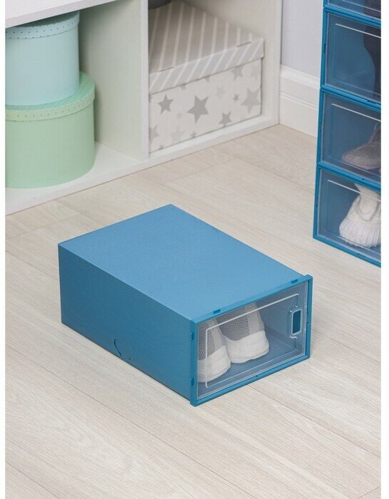 Короб для хранения обуви, 33×23×13,5 см, по 1 шт, цвет синий - фотография № 6