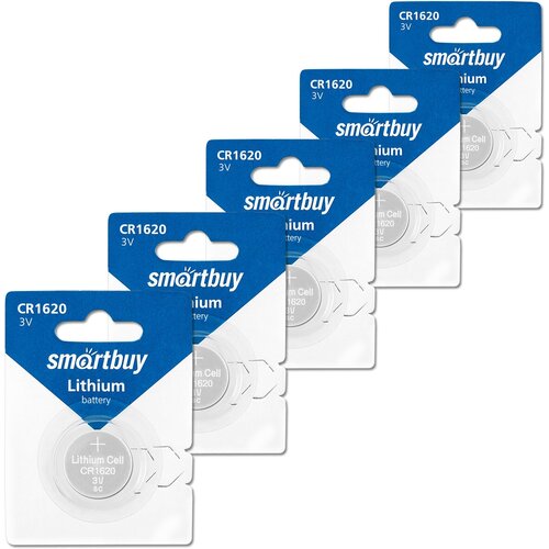 Батарейка CR1620 3V SmartBuy Blister, упаковка 5 шт. батарейка cr2430 3v smartbuy blister упаковка 10 шт