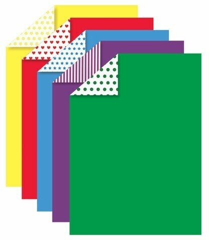 Картон цветной А4 2-сторонний мелованный, 5 цветов, рисунок на обороте, папка, юнландия, 200х290 мм, 111323