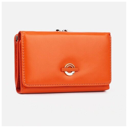 фото Кошелек , на кнопках, отделение для монет, оранжевый без бренда