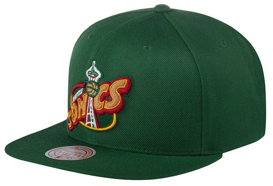 Бейсболка с прямым козырьком MITCHELL NESS HHSS3258-SSUYYPPPGREN Seattle Supersonics NBA 