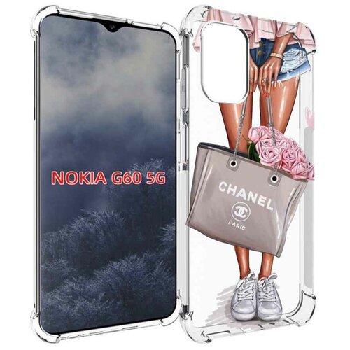 Чехол MyPads Девушка-с-сумкой женский для Nokia G60 5G задняя-панель-накладка-бампер чехол mypads грусная девушка для nokia g60 5g задняя панель накладка бампер