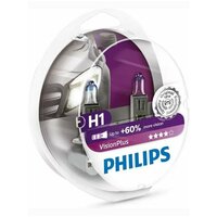 Лампа автомобильная галогенная H1 PHILIPS VISION PLUS +60% 12V, P-12258VPS2 2шт, лампы h1