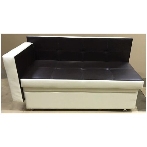 Диван кухонный Фокус со спальным местом экокожа коричневая/молочная