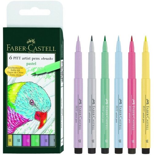 Faber-Castell Капиллярные ручки PITT artist pen пастельные оттенки 6 шт.