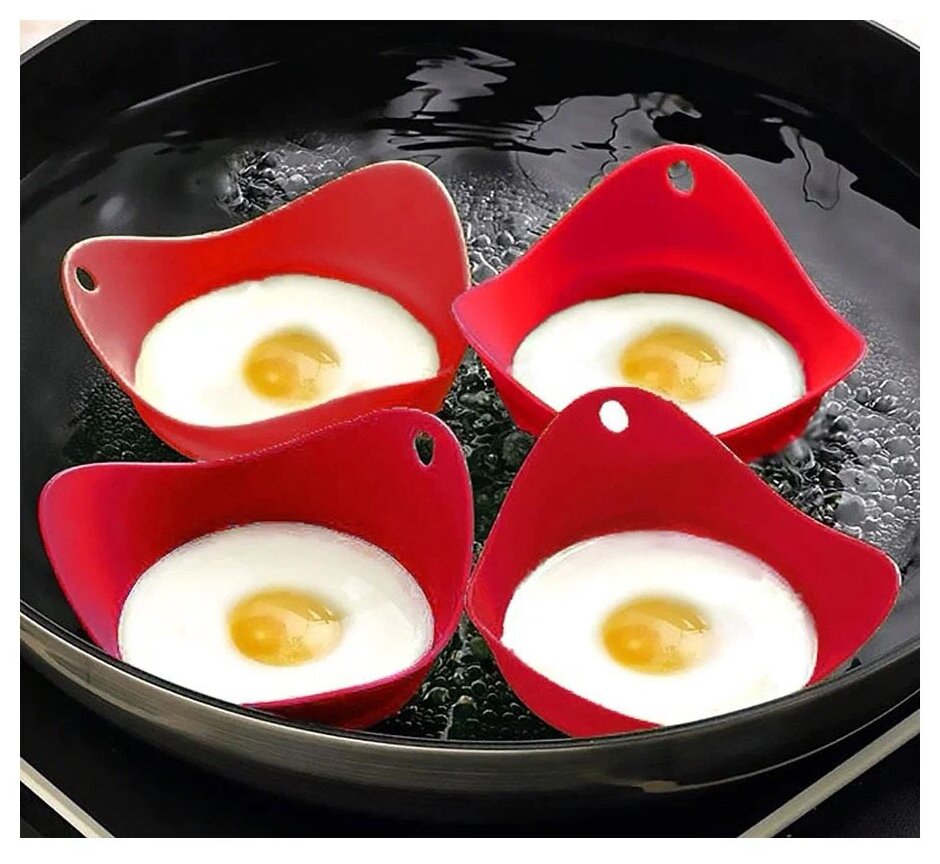 Форма для приготовления яиц пашот силикон, 2 шт, 9х9.5х6 см, фигурные, Marmiton, 223827