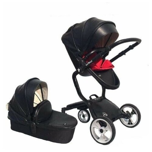 Коляска детская трансформер 2 в 1 Luxmom A68 (FooFoo Vinng) от 0 до 3 лет, Черная