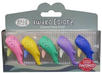 IWAKO Набор ластиков Colorz Whale Shark ассорти