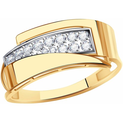 фото Кольцо diamant online, золото, 585 проба, фианит, размер 19