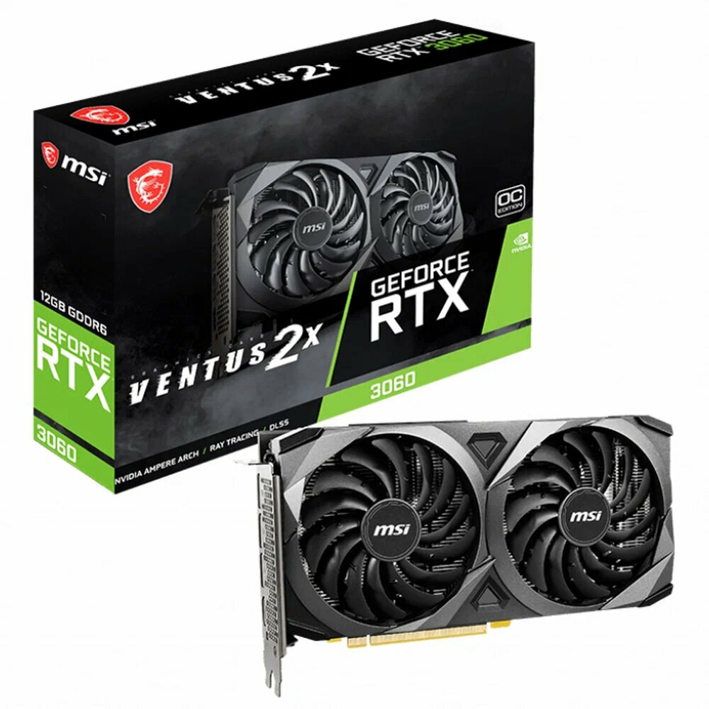 Видеокарта MSI NVIDIA GeForce RTX 3060 12Gb 192bit RTX 3060 VENTUS 2X 12G OC
