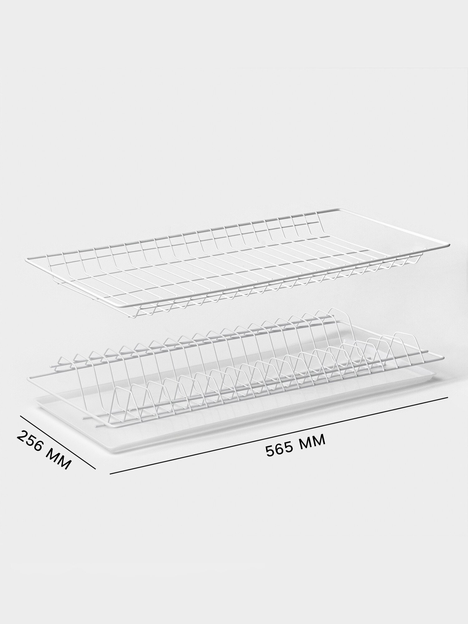 Изображение Комплект посудосушителей с поддоном для шкафа, сушилка для посуды 60 см, 56,5×25,6 см, белый
