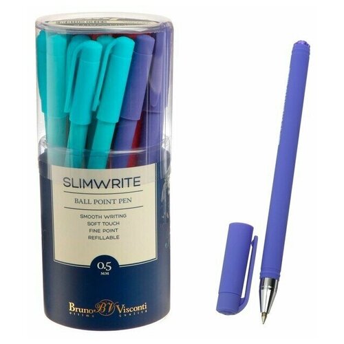 Ручка шариковая SlimWrite JOY узел 05 мм синие чернила матовый корпус Silk Touch микс 650₽