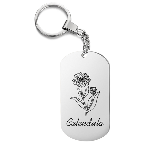 фото Брелок на ключи односторонний, с гравировкой calendula подарок со смыслом