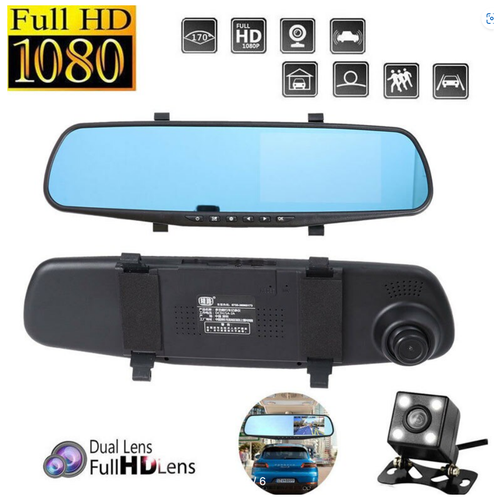 Видеорегистратор зеркало с камерой заднего вида DVR Full HD 1080 / Автомобильный видеорегистратор