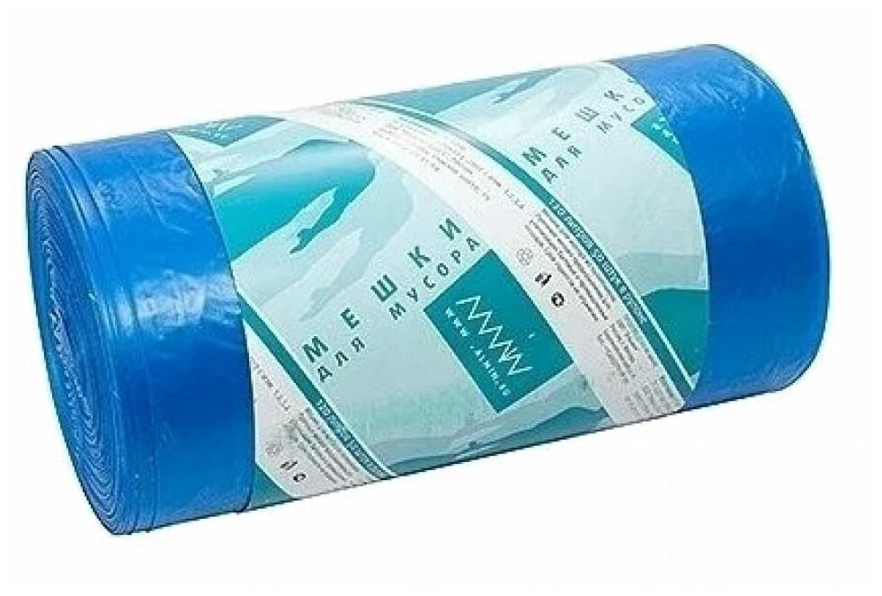 Мешки (пакеты) для мусора 120л 700х1100 мм 20 мкм 50 шт/рул ПНД синий ALMIN 1 шт - фотография № 1