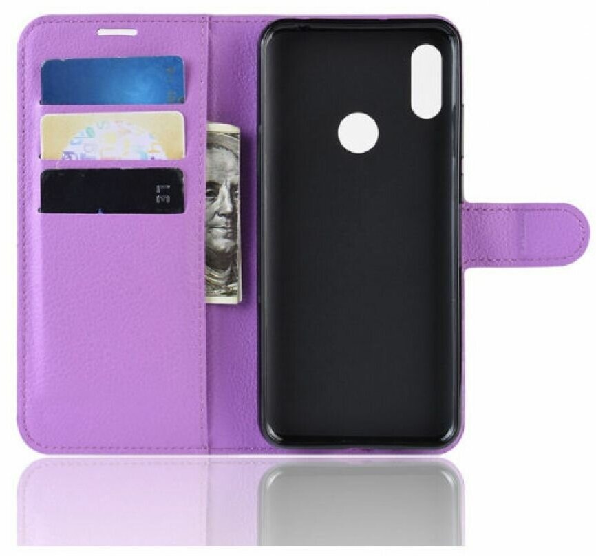 Brodef Wallet Чехол книжка кошелек для Huawei Y6 2019 фиолетовый