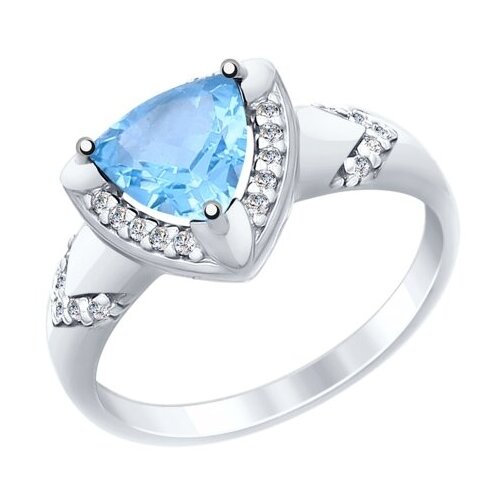 фото Серебряное кольцо sokolov 92011454 с топазом и фианитом, размер 17,5 diamant-online