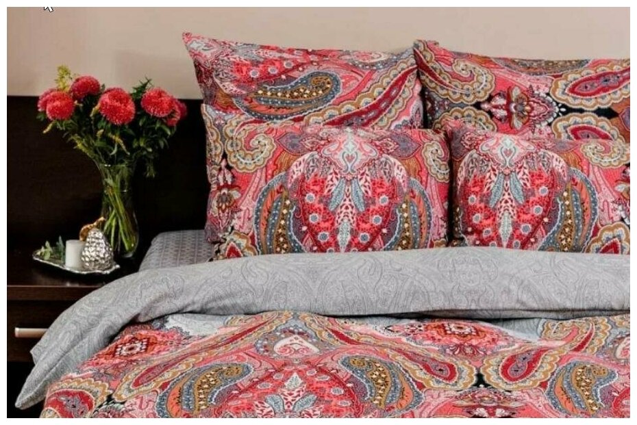 фото Наволочка "Ночь нежна" из бязи Кармен красный основной